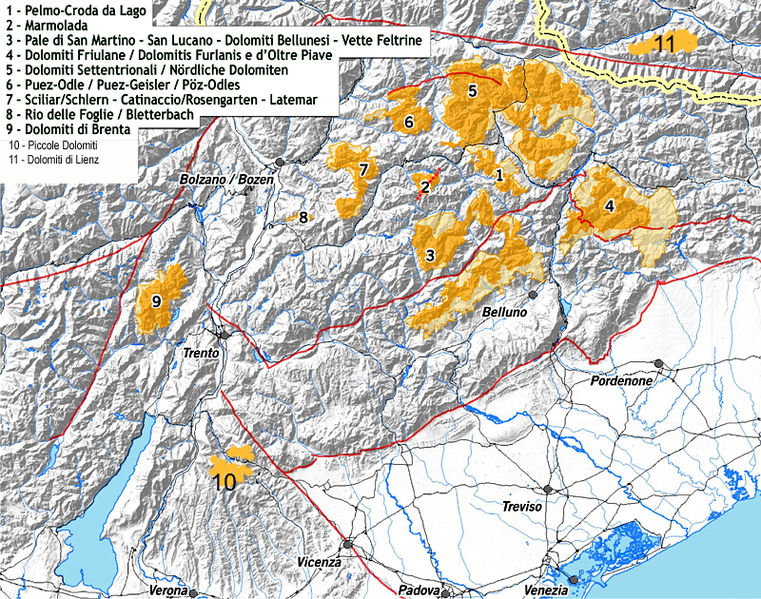 confini delle dolomiti